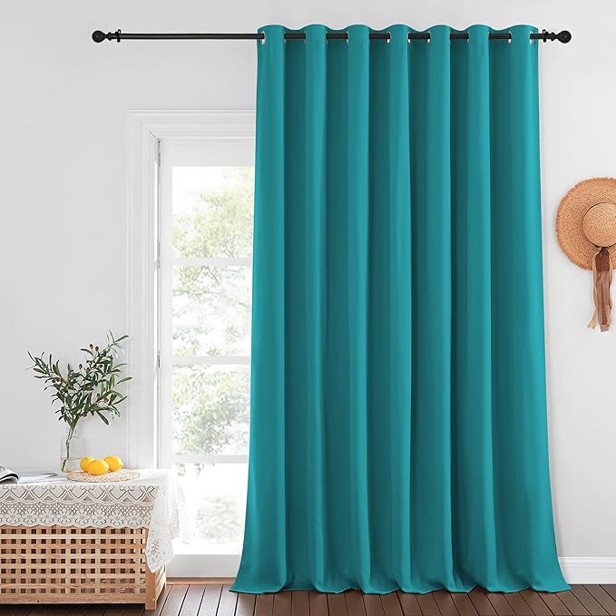 NICETOWN Peacock Teal Blackout Curtains for Bedroom/Living Room 132 Inch Length - Thermal Insulated Room Darkening Grommet Top Window Curtains (100 by 132 - Inch, 1 Panel) by NICETOWN