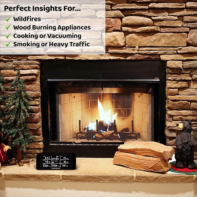 AirKnight Premium Indoor Air Quality Monitor Indoor & Air Quality Sensor. VOC detector, CO2 Monitor, Formaldehyde Detector HCHO, AQI, PM2.5, PM10 Temperature Humidity Air Monitor AQI CO2 Meter Gas Off - Image 6