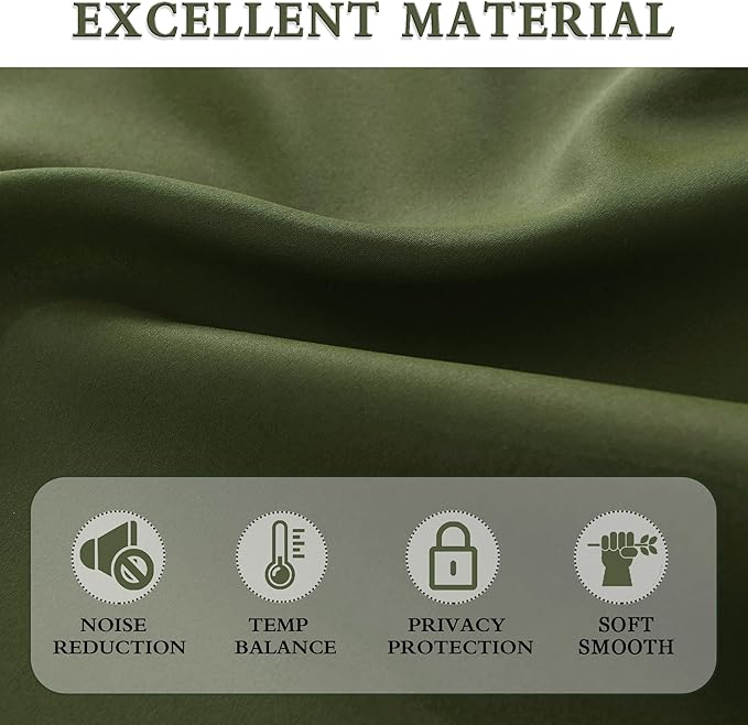 DONREN Dark Olive Green Christmas Deco Blackout Curtains 84 Inch Length for Guest Room - Cedar Green Room Darkening Thermal Insulated for Bedroom Livingroom 52" Wide x 84" Long,2 Panels - Image 4