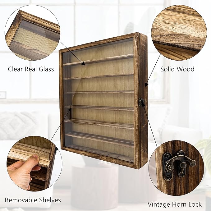 16x20 Large Shadow Box Frame with Removable Shelves,Collectible Display Shelves Case,Military Challenge Coin Display Case,Wood Shadow Boxes Display Cases for Keepsake,Pictures - Image 5