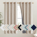 NICETOWN Cream 100% Blackout Linen Curtains 45 inch Long Burg for Living Room, 1 Pair, 52" Width Each Panel, Farmhouse Thick Completely Blackout Window Treatment Thermal Insulated Drapes by NICETOWN