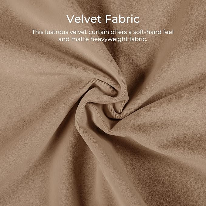 TWOPAGES Luxury Velvet Curtain Pinch Pleated Hazelnut Curtain 102 inch Long Thermal Insulated Blackout Drapes for Bedroom Living Room Indoor Window (1 Panel,Hazelnut,52Wx102L) - Image 3