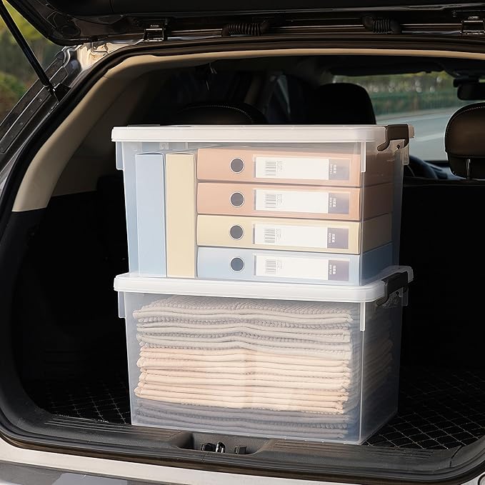 Citylife 48 QT 6 Packs Plastic Storage Bins with Lids and Secure Latching Buckles Clear Stackable Storage Containers for Organizing Durable Storage Box - Image 9