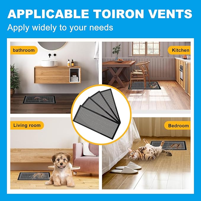 4 PCS Black Magnetic Vent Covers-5.5x12 Magnetic Air Vent Covers with Mesh Screen for Floor/Wall/Ceiling Registers-Easy to Install, Durable Design(Fits Registers 5"to7" Width x 12" to14"Length) - Image 6