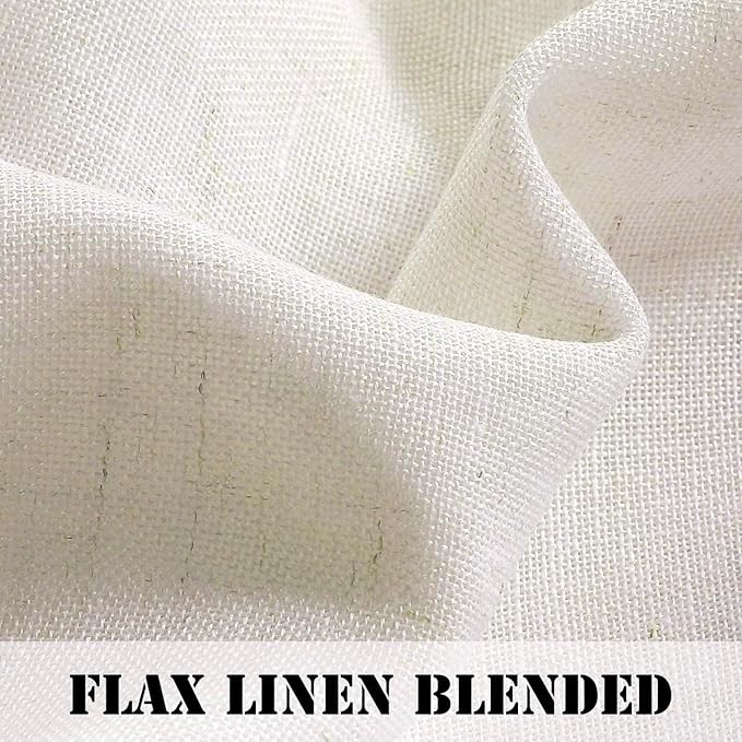 Linen Curtains Elegant Natural Linen Blended Curtains Energy Efficient Light Filtering / Rod Pocket Window Treatments Panels / Drapes for Livingroom (Set of 2, Ivory, 52 inch W X 63 inch L) - Image 3
