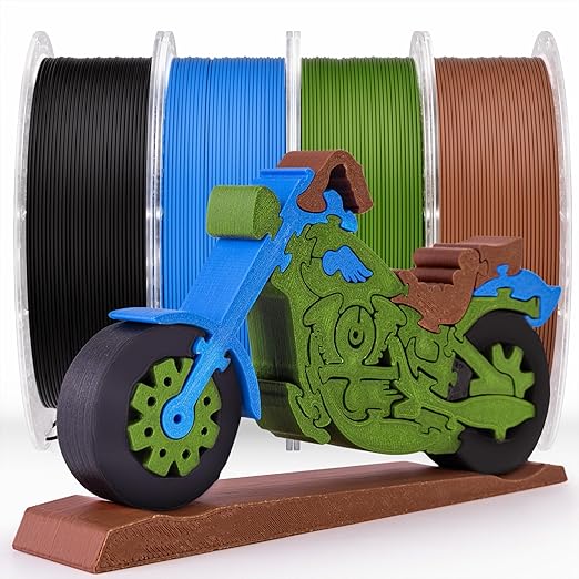 AMOLEN Matte PLA Filament 1.75mm Bundle, Chocolate Brown, Amolen Blue, Black, Olive Green, 4 * 1KG by AMOLEN