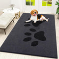 Smiry Dog Door Mat for Muddy Paws, Absorbs Moisture and Dirt, Low-Profile Entryway Mat with Non-Slip Backing, Entry Indoor Outdoor Doormat for Inside Floor (48x32 Inches, Black, Paw) by Smiry