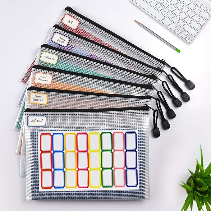 Mesh Zipper Pouch, 6PCS Waterproof Plastic Mesh ZipperBag, A5 Size Tear-Resistant Document Pouch, Extra Large Zip File Bags, for School Office Supplies Home Travel Storage(9.4×7.1 Inch) - Image 3