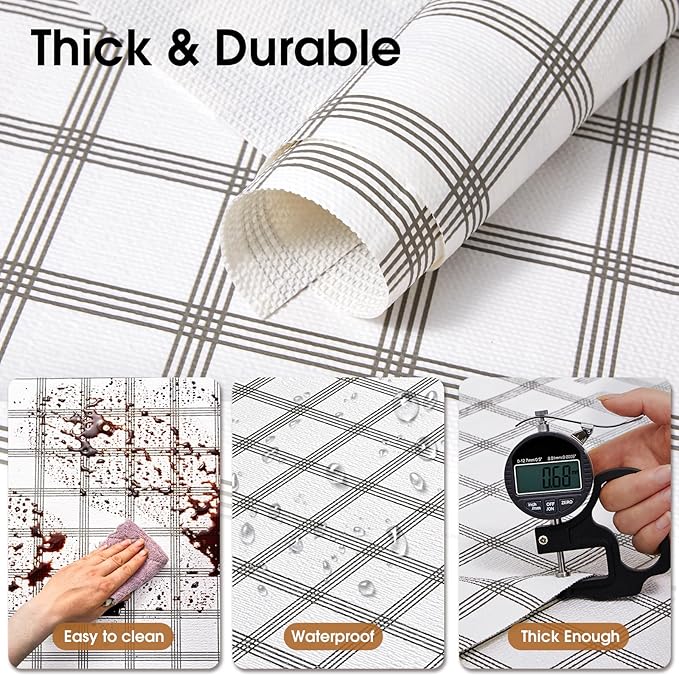 Beautysaid Shelf and Drawer Liner for Kitchen Cabinet, Non Adhesive Non Slip Shelf Paper Waterproof Washable Thickened for Dresser Pantry Shelve Bathroom Protector Liner(Plaid,12 in x 10 FT) - Image 4