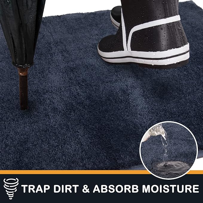 PURRUGS Dirt Trapping Door Mat 31.5" x 47", Non-Slip Machine Washable Entryway Rug, Dog Doormat, Indoor Front Door Mat, Super Absorbent Entry Rug for Muddy Shoes & Paws, Navy Blue - Image 5