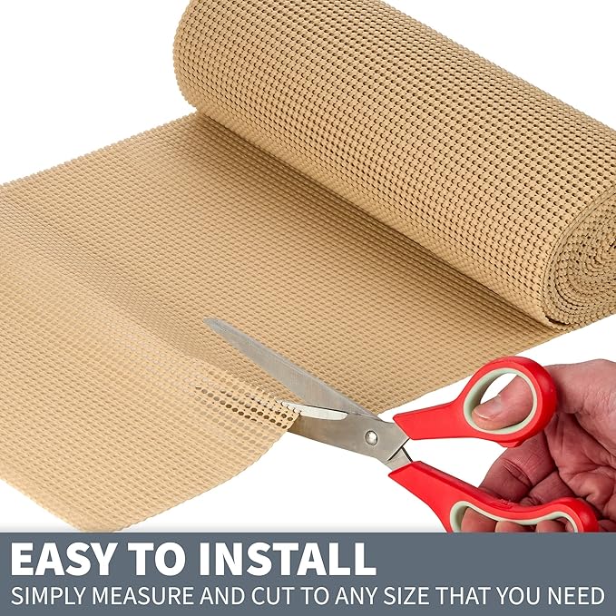 Shelf Drawer Liner Non-Adhesive Liners for Kitchen Cabinets Cupboard Pantry Non-Slip Waterproof Oil Proof Shelve Liners 12" x 20 ft Tan Shelf Paper - Image 6