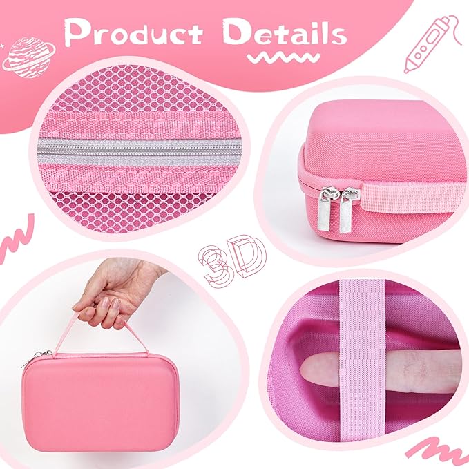 Case Compatible with 3Doodler Start+ Essentials for 3D Pen Set for Kids, Carrying Holder Fit for Printing Pens, Storage Organizer for Printing Filament Refill, Micro-USB Charger (3D-02-Pink) - Image 3
