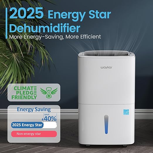 Waykar 120 Pints 2025 Energy Star Home Dehumidifier for Spaces up to 6,000 Sq. Ft, Ideal for Basement, Bathroom and Large Room with Drain Hose, Portable, Auto Defrost and Self-Drying - Image 3