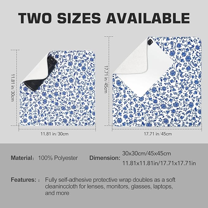 15 in Camera Wrap with Pouch,Lens Protective Wrap,Anti-scratch Anti-dust, Flexible Wrapper Camera Travel Accessories for DSLR Mirrorless Camera Lens(Flower texture) - Image 2