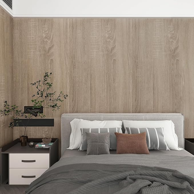31.5"x 157.4" Light Brown Gray Wood Grain Textured Contact Paper Oak for Countertops Waterproof Removable Wallpaper Peel and Stick Cabinet Desk Covers Vinyl Wrap for Furniture Kitchen Bedroom - Image 5