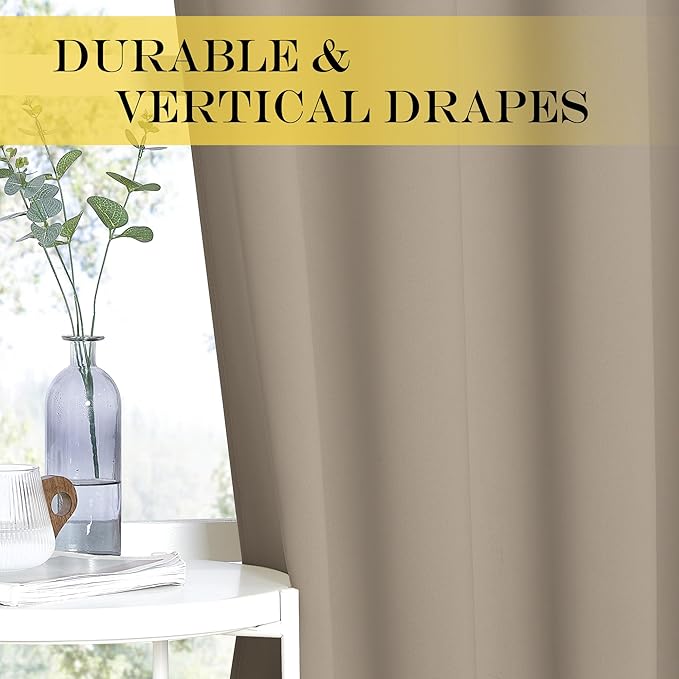 NICETOWN Taupe Blackout Curtains for Bedroom 95 Inch Length - Thermal Insulated Room Darkening Privacy Grommet Window Drapes for Boys Room, Set of 1 Panel, 80 x 95 Inch - Image 6
