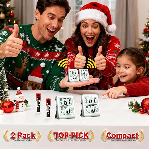 Antonki 2-Pack Room Thermometer, Digital Small Hygrometer Indoor Thermometer Humidity Gauge, Temperature Humidity Meter with Max/Min Record Monitor Sensor for Home, Plants - Battery Included - Image 7