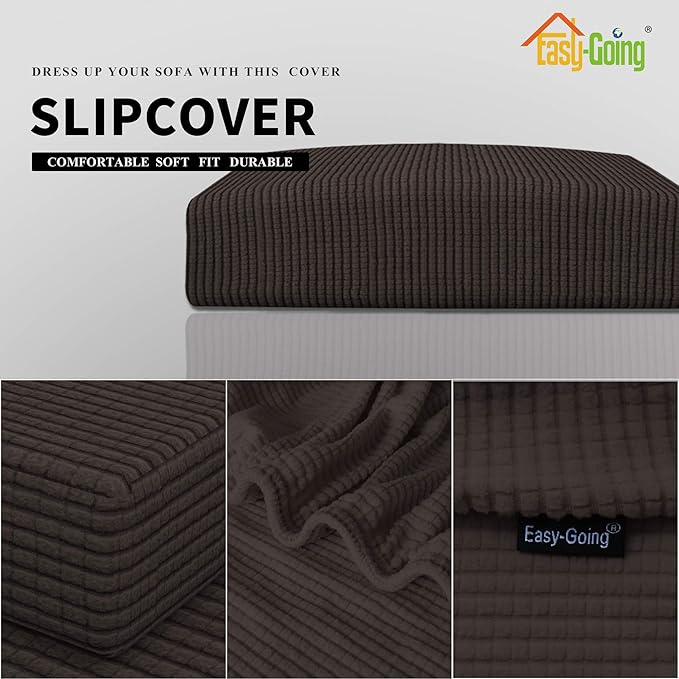 Easy-Going Stretch Chair Cushion Cover Sofa Cushion Furniture Protector Sofa Seat Sofa Slipcover Sofa Cover Soft Flexibility with Elastic Bottom(Chair Cushion, Chocolate) - Image 3