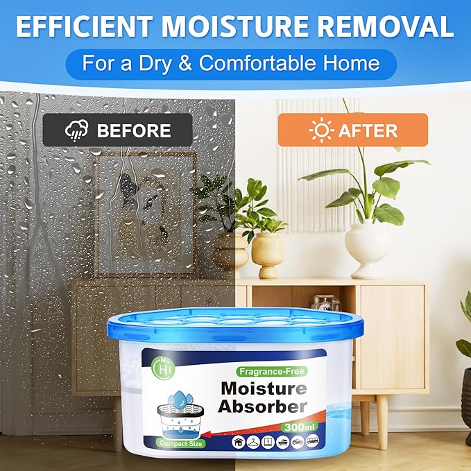 CHMI Moisture Absorbers 12 Pack， Attract and Trap Excess Moisture from Your Bathroom, Kitchen，Closet, Eliminate Musty Odors，Odor Eliminator with Fragrance Free, 6.4oz, 300ml. - Image 6