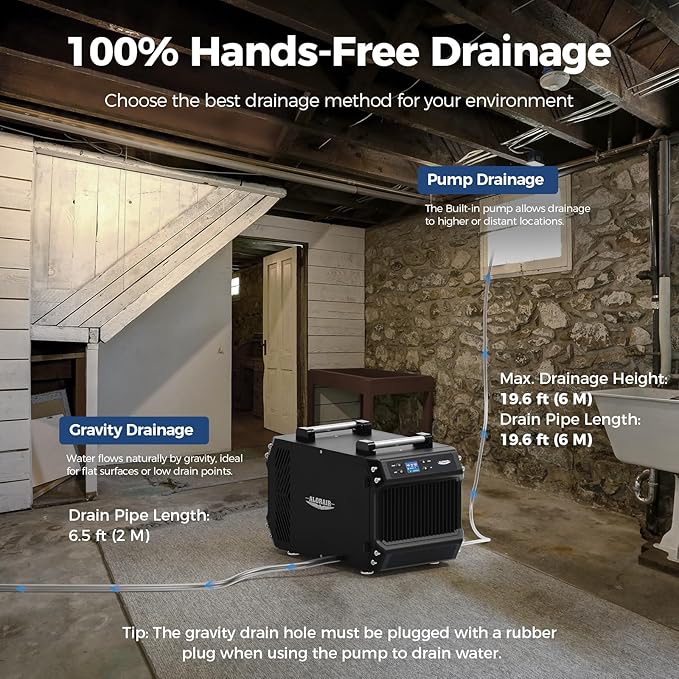 ALORAIR 145 Pint Crawl Spaces Dehumidifier with Pump and Drain Hose, Auto Defrost for Crawlspaces, Commercial, Basements, and Large Rooms up to 1800 Sq.Ft - Image 3