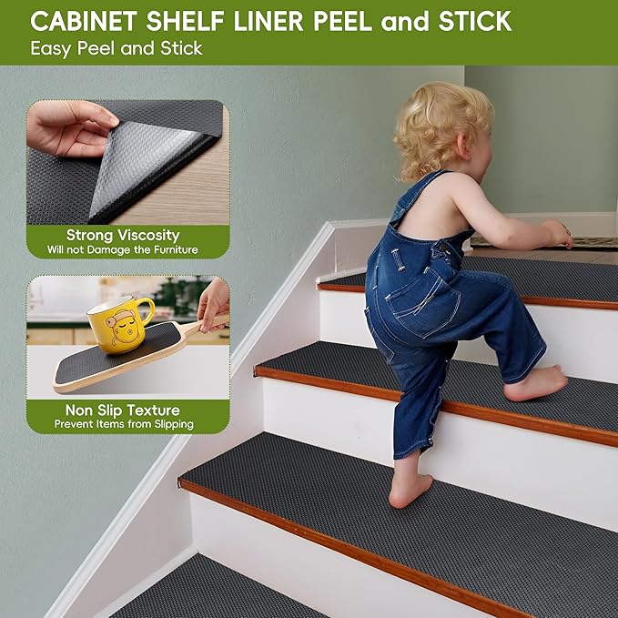 Black Drawer Shelf Liner, Peel and Stick Non Slip Cabinet Liner 10" x 10 FT, Waterproof Adhesive Shelf Paper for Kitchen Drawers & Pantry Shelves - Image 5