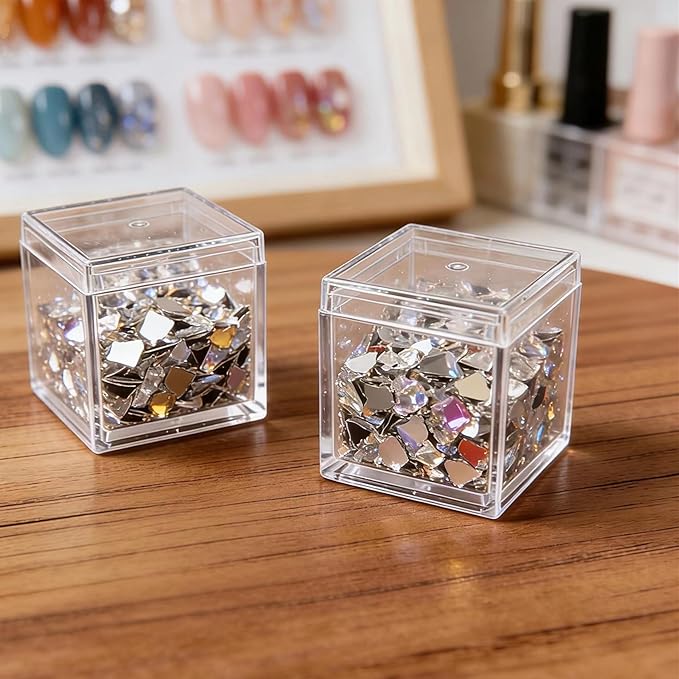 KissYou Small Acrylic Box with Lid Clear Candy Boxes Acrylic Square Cube 4 Pieces Display Case Transparent Jewelry Storage Box Party Decorative Boxes - Image 6