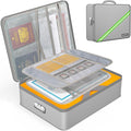 Document Organizer with 5200℉ Heat Insulated, 16.1"x11.4"x4.3" Waterproof and Fireproof Document Box with Lock, Home Strong Fireproof Safe Storage Box for Legal Size Documents and File，Silver by Noiposi