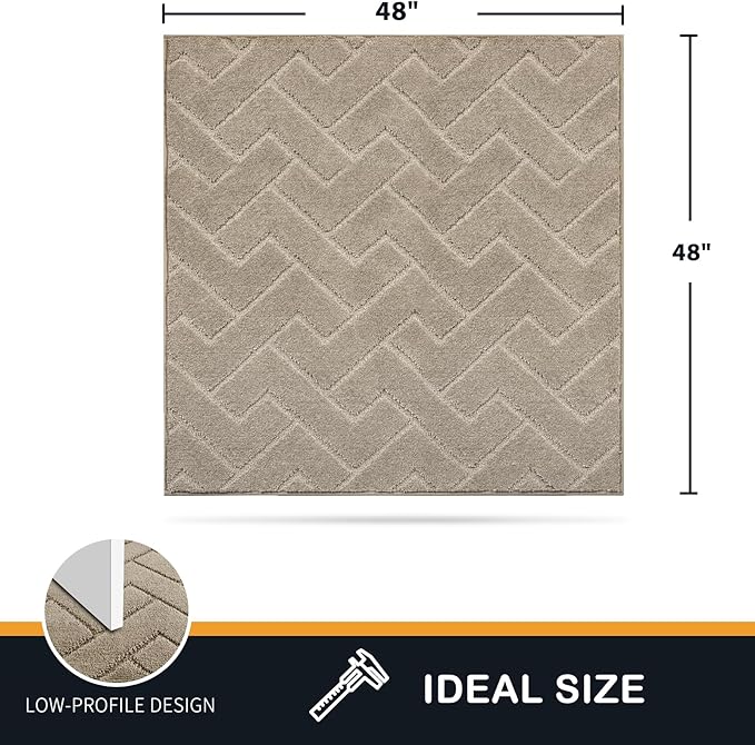 PURRUGS Dirt Trapping Door Mat 48" x 48", Non-Slip Machine Washable Entry Rug, Dog Doormat, Indoor Front Door Mat, Super Absorbent Entryway Rug for Muddy Shoes & Paws, Taupe - Image 2