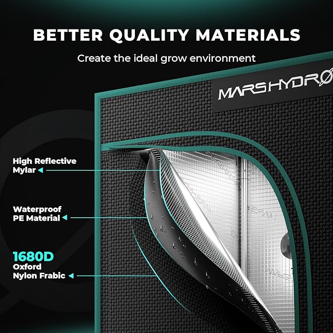 MARS HYDRO 3x1.6 Advanced Grow Tent, 36"x20"x63" High Reflective Mylar 1680D for Hydroponics Indoor Plant Growing, with Observation Window,Floor Tray and Smooth Zipper for TS600 - Image 2