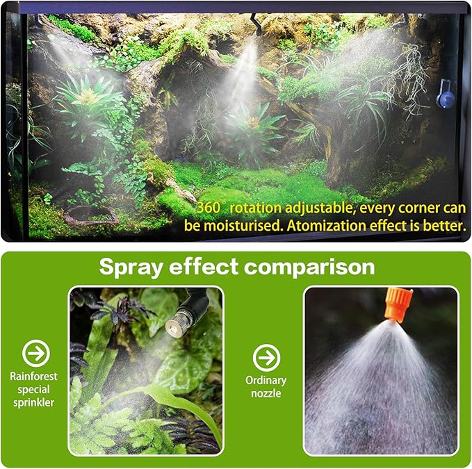 Reptile Smart Mister, Reptile Humidifiers Misting System Automatic with Timer, Terrariums Humidifier with 360°Adjustable Misting Nozzles, Spray Kit for Rainforest Plants Amphibian - Image 9