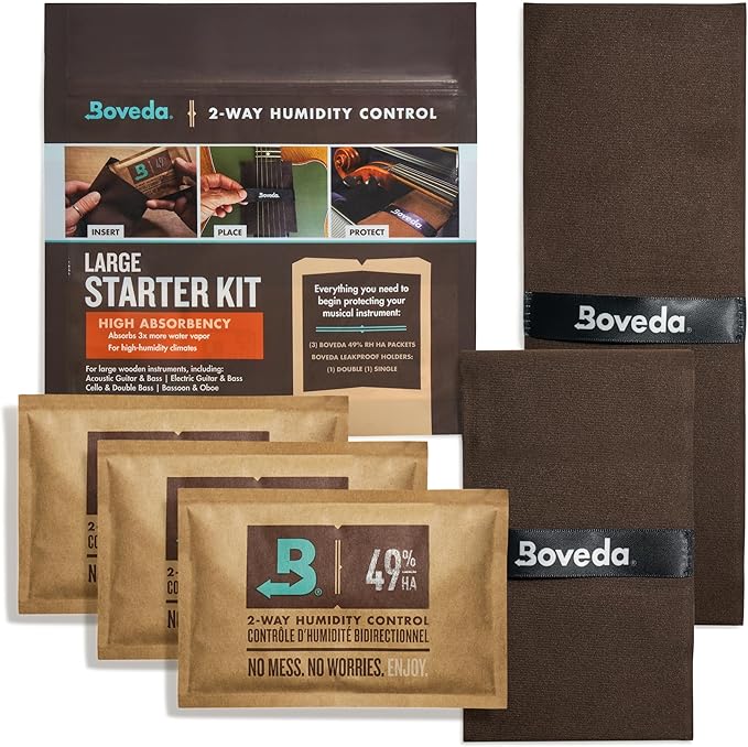 Boveda Music HIGH ABSORBENCY Large Starter Kit - (3) 49% RH High Absorbency Boveda - Ideal Two-Way Humidity Control for EXTREME HUMIDITY CLIMATES ONLY - For Guitars & Other Large Wooden Instruments by Boveda