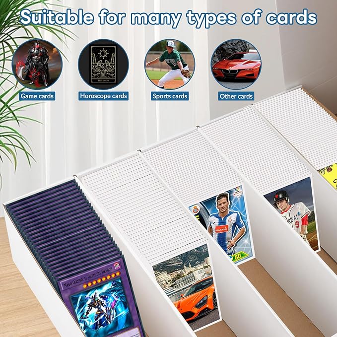 6 Pack Card Storage Box, 3700 Count Trading Card Storage Box White Sports Storage Card Box Organizer Sorting Tray Cards Sleeve Cases Box for Storing Protecting and Organizing Soccer Cards - Image 6