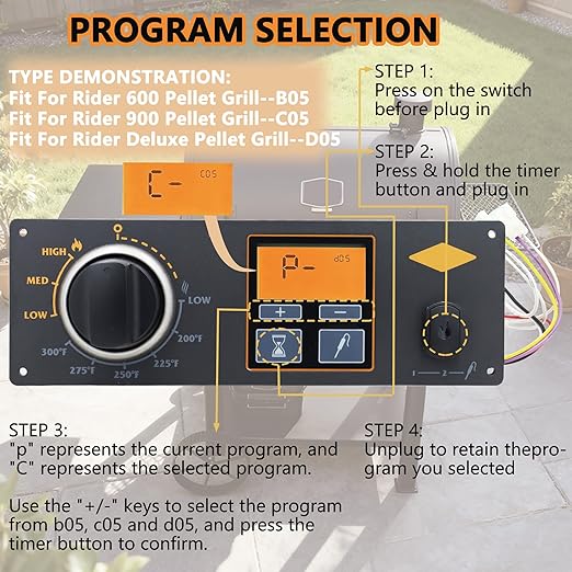 Digital Control Panel Board, Upgraded Control Kit fit for Oklahoma Joe's Wood Pellet Grills -Fit for Oklahoma Joe's Rider 600/900/Deluxe Pellet Grill, Not Fit for Large-LCD Rider DLX - Image 3