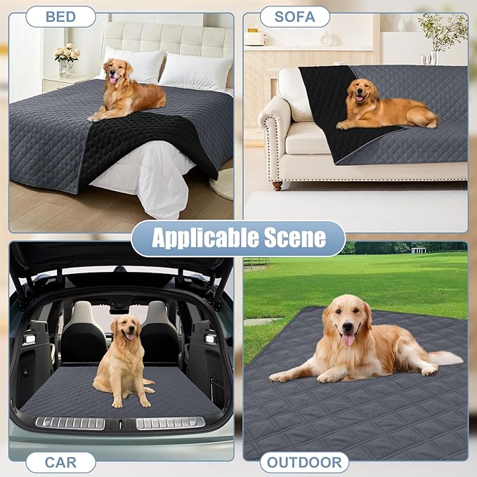 Smiry Waterproof Dog Bed Cover Pet Blanket, Soft Washable Dog Blanket for Furniture Bed Couch Sofa Reversible, Checkered (68"x82", Dark Grey/Black) - Image 7
