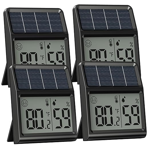 Digital Indoor Thermometer & Hygrometer, Light Powered (No Rechargeable Batteries Runs Only on Real-time Light Exposure) Solar Indoor Temperature and Humidity Monitor, Humidity Gauge by BaldrInc