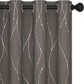 Deconovo Blackout Curtains, Thermal Insulated Soundproof Grommet Drapes, Wave Dots Silver Print, 52 x 63 Inch, Set of 2, Machine Washable Window Panel for Kitchen Bedroom Living Room Nursery, Taupe by Deconovo