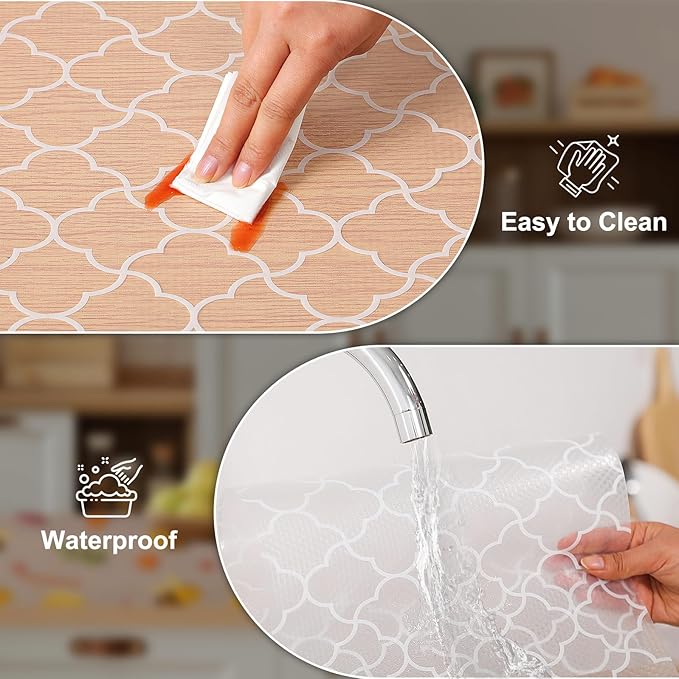 Cooyes Shelf Liner – Premium Non-Adhesive Cabinet & Drawer Liner for Kitchen – Waterproof Shelf Paper with Modern Pattern – Durable EVA Cabinet Mat – Easy to Cut （24" W x 120" L） - Image 6