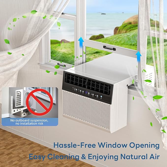 ZAFRO 10000 BTU U Shaped Window Air Conditioner Cools up to 450 Sq. Ft.,Window AC Units with Cool,Fan and Dehumidifier,Air Conditioner Window Units with Quiet Operation, Electronic Controls, White - Image 7