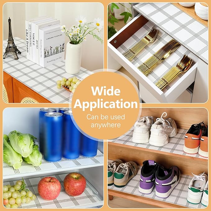 Drawer Shelf Liner Non Adhesive, Slip Resistant Easy to Clean Protect Kitchen Mats Thickened Strong Grip for Cabinet, Pantry, Tool Box, Cupboard, Dresser, Bathroom (White Stripe, 17.5 in x 20 FT) - Image 6