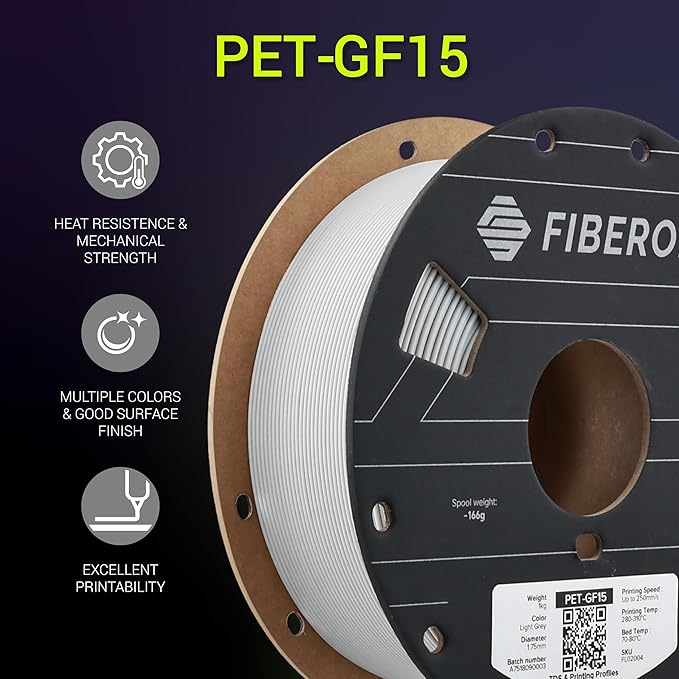 Polymaker Fiberon White PET-GF15 3D Printer Filament 1.75mm 1KG, 15% Glass Fiber Reinforced, High Strength & Heat Resistance, Ideal for Automotive, Industrial & Functional Parts, AMS Compatible - Image 2