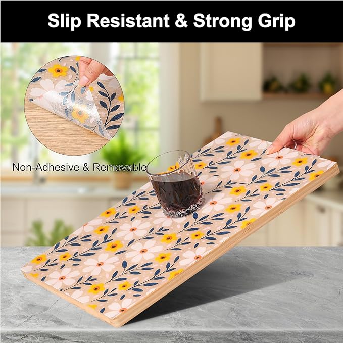 Cooyes Shelf Liner – Premium Non-Adhesive Cabinet & Drawer Liner for Kitchen – Waterproof Shelf Paper with Modern Pattern – Durable EVA Cabinet Mat – Easy to Cut （12" W x 120" L） - Image 4