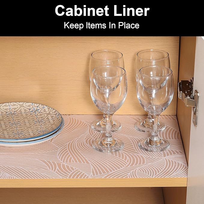 Cooyes Shelf Liners for Kitchen Cabinets, Refrigerator Liners Waterproof & Oil-Proof Kitchen Cupboard Liner Drawer Mats EVA Material Non Adhesive Fridge Liner for Shelves（17.5" W x 360" L） - Image 3