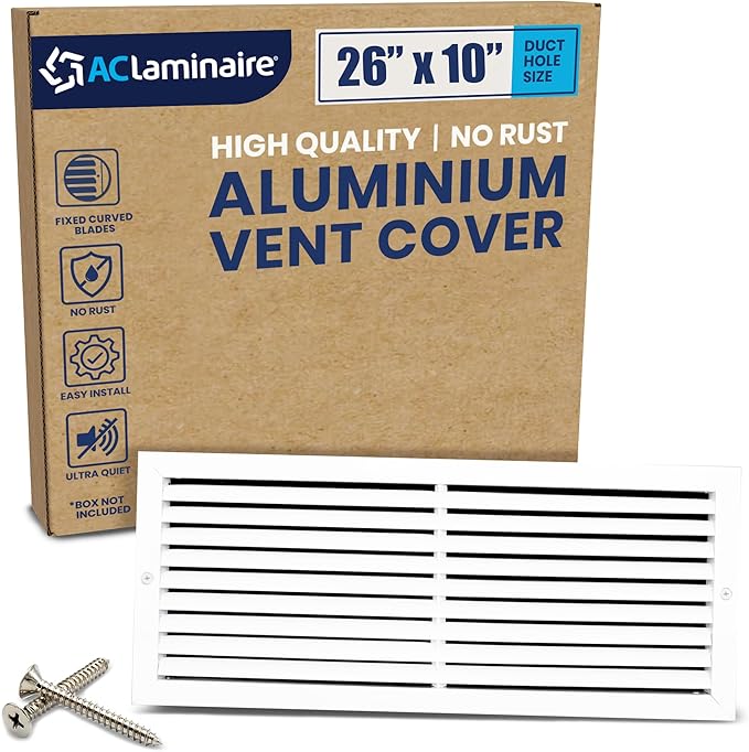 26x10 Inch (Duct Opening) Air Return Vent Cover Decorative – Premium Aluminum AC Vent Cover for Ceiling & Wall, Rustproof Grille, Ideal for Home HVAC Grille, Durable & Easy to Install by ACLAMINAIRE by LAMINAIRE