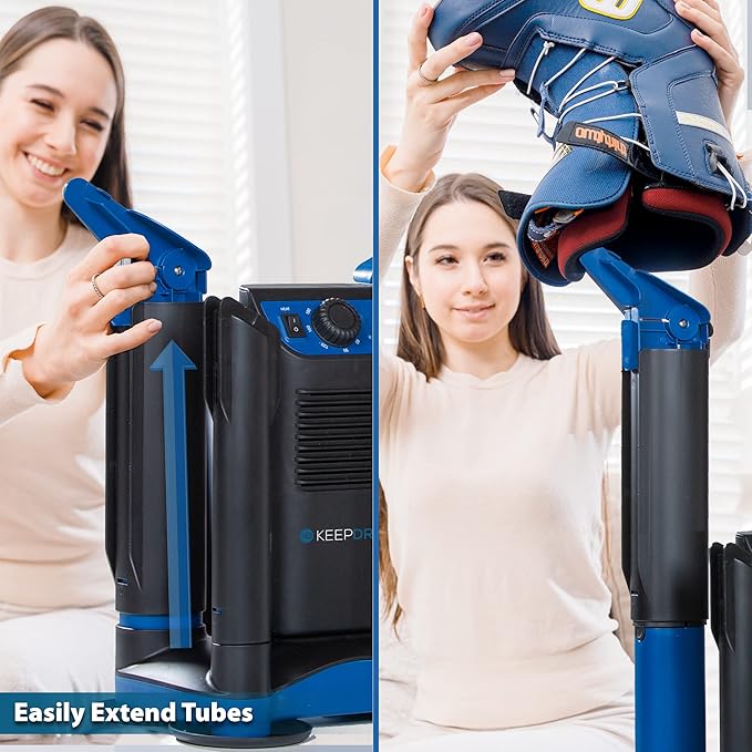 KeepDry Forced Heat Boot Dryer - Heavy Duty Shoe Dryer with Heat Switch & Timer - Quickly Dry Garments - Collapsible Drying Tubes - Image 5