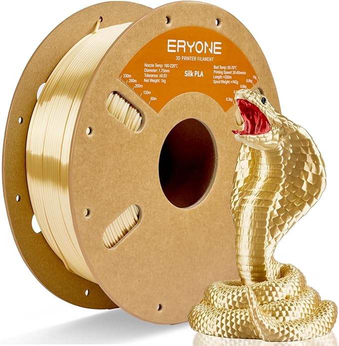 ERYONE Silk PLA Filament for 3D Printer, 1.75mm +/- 0.03mm, 1kg (2.1LBS)/Spool, Light Cream Yellow by ERYONE