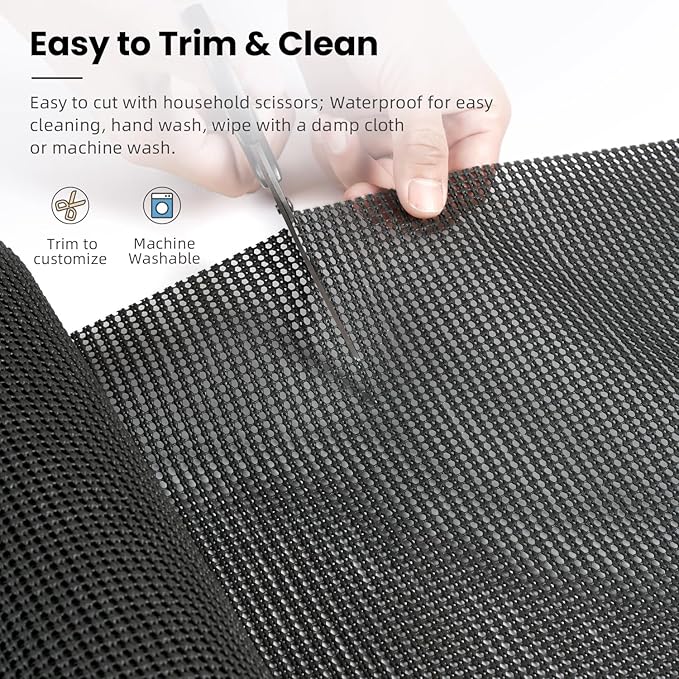 BAGAIL Drawer and Shelf Liner, 12 in X 20 Ft Non-Adhesive Shelf Liners for Kitchen Cabinets, Thick Strong Grip Liners for Desk, Shelves, Bathroom Drawers, Cabinet Protection - Charcoal - Image 4