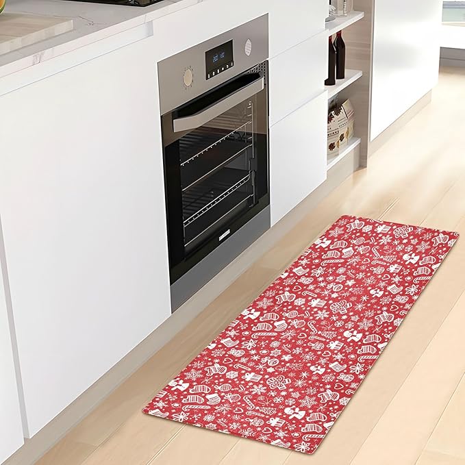 Merry Christmas Icons Snowflakes Red Decorative mat Non Slip Anti Mold Washable Bathroom Rugs Non Slip for Lavatory Accessories 39x20in alfombra para ba?o - Image 6