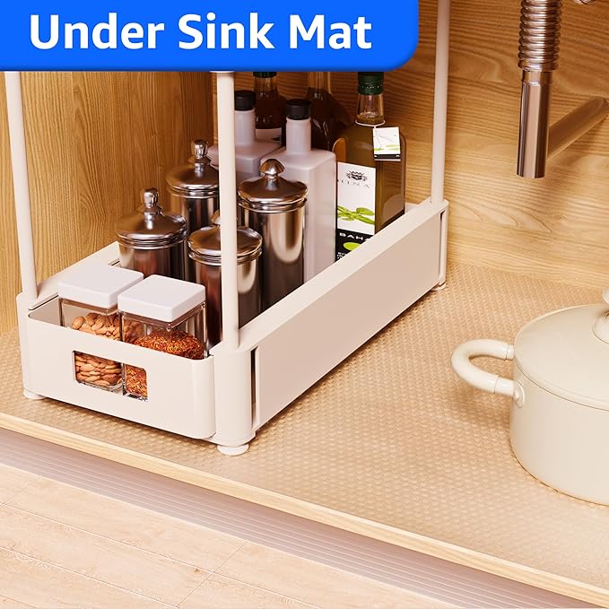 Large Shelf Liners for Kitchen Cabinet: Waterproof Clear Under Sink Mat - Non-Adhesive Easy to Cut Drawer Liner for Pantry Cupboard Translucence 30" W x 240" L - Image 2