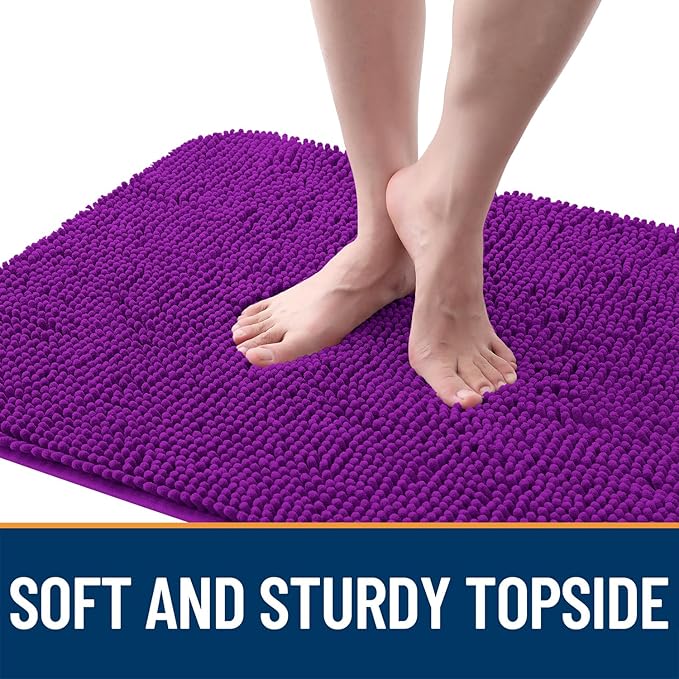 OLANLY Dog Door Mat for Muddy Paws 47x32, Absorbs Moisture and Dirt, Absorbent Non-Slip Washable Doormat, Quick Dry Chenille Mud Mat for Dogs, Entry Indoor Entryway Carpet for Inside Floor, Purple - Image 4