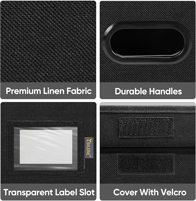 BALEINE File Organizer Box with Lid, Collapsible File Folder Organizer with Plastic Slide, Hanging File Folder Box for Office Document Storage (1 Pack, Black) - Image 7
